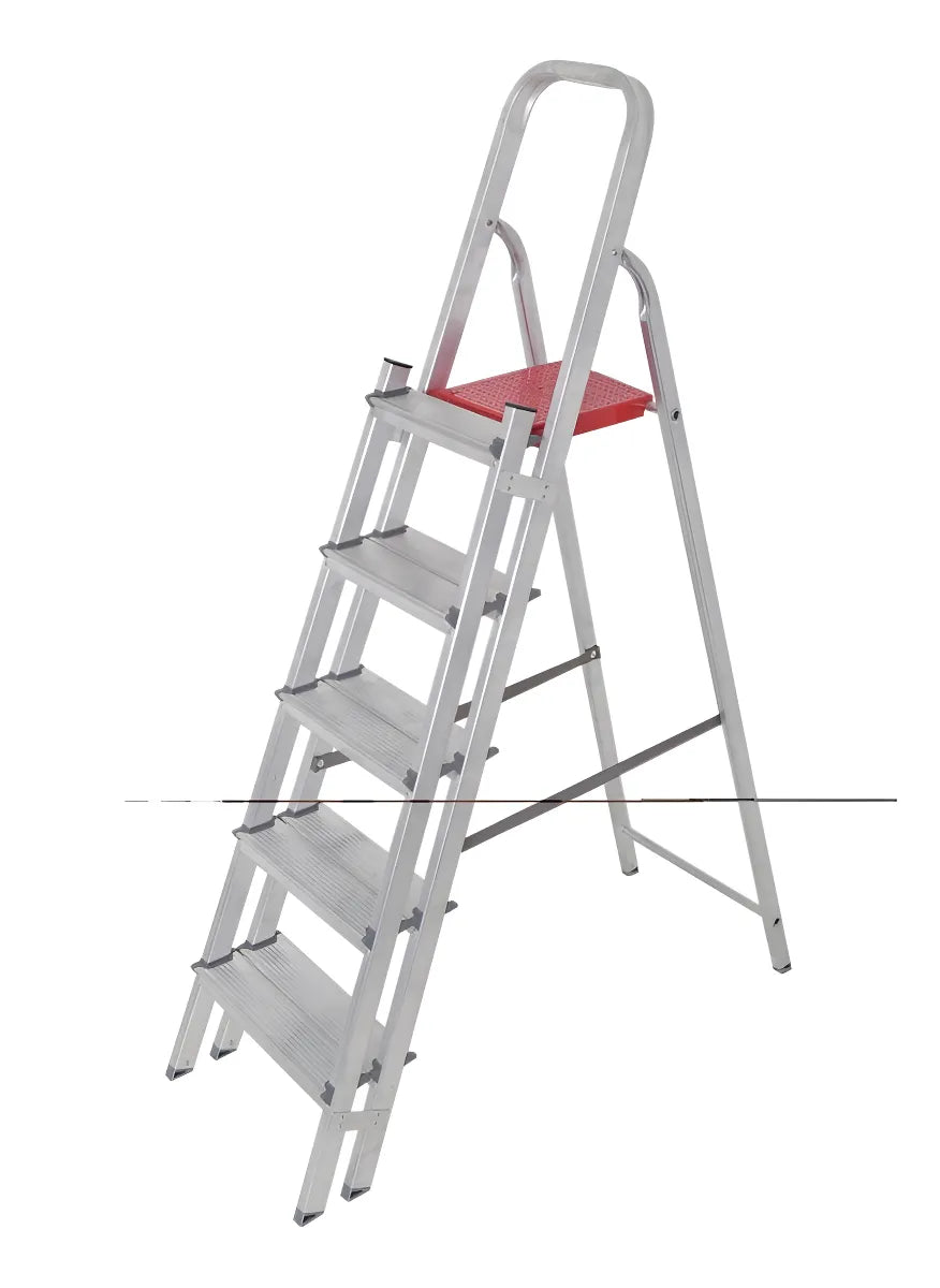 Escada De Alumínio Dupla 5 Degraus Natural 120kg Reisam