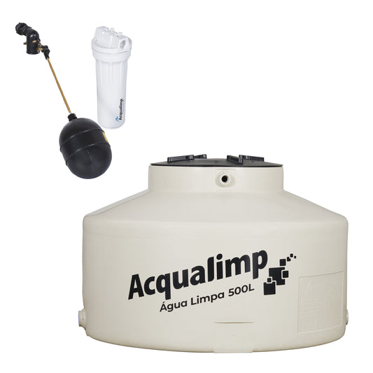 Caixa d Água com Filtro e Boia 500L Água Limpa Acqualimp